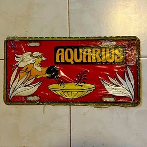 Zodiac Sign, Aquarius Auto Tag, Metal
